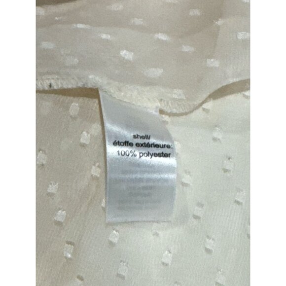 Maurices Size M Womens Sheer Polka Dot Cream Relax Blouse With Crochet Detail - Picture 8 of 9